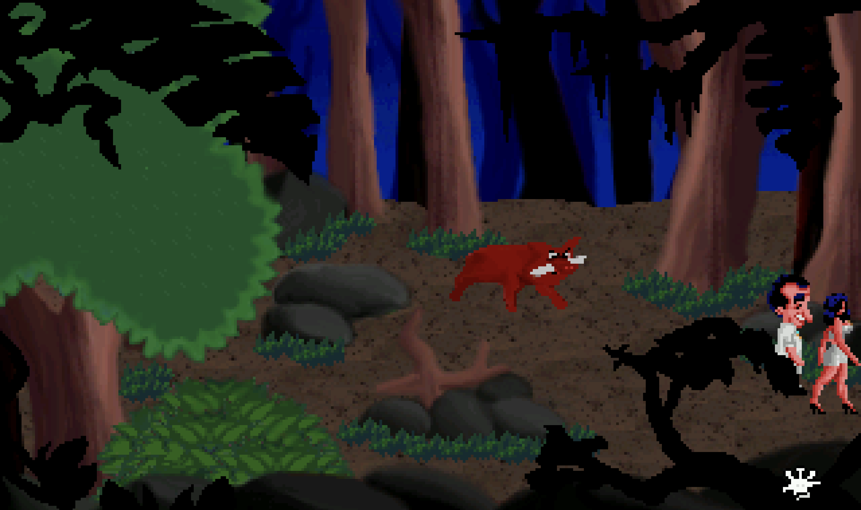 Larry and Patti running from a warthog in the jungle